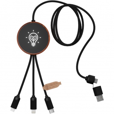 Logotrade Firmengeschenke das Foto: SCX.design C40 5-in-1 Ladekabel aus rPET mit 10W Ladepad und Leuchtlogo