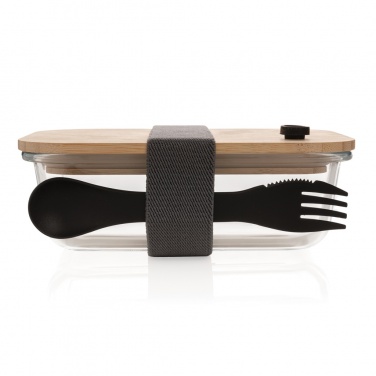 Logotrade Firmengeschenke das Foto: Lunch-Box aus Glas mit Bambusdeckel
