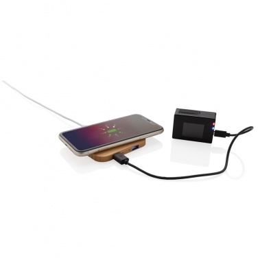 Logotrade Werbegeschenke das Foto: 10W Wireless-Charger mit USB aus Bambus