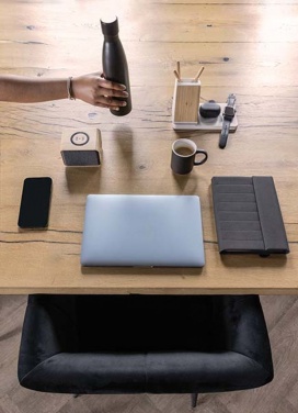 Logotrade Logogeschenke das Foto: RCS rPlastik-3W Speaker mit Bambus & 5W Wireless Charger