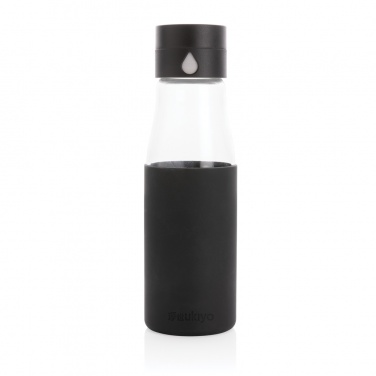 Logotrade Werbeartikel das Foto: Ukiyo Trink-Tracking-Flasche aus Glas mit Hülle