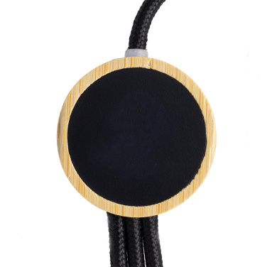 Logotrade Werbeartikel das Foto: 3-in-1-Kabel mit elighted-Logo im Holzgehäuse, LH-ZMU06