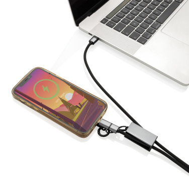 Logotrade Geschäftsgeschenke das Foto: Terra duales Ladekabel aus RCS recyceltem PET mit Lanyard