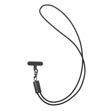 Logotrade Werbeartikel das Foto: Terra duales Ladekabel aus RCS recyceltem PET mit Lanyard
