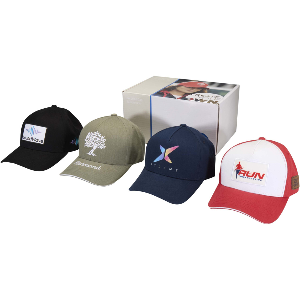 Logotrade Geschäftsgeschenke das Foto: Musterbox mit recycelten Kappen