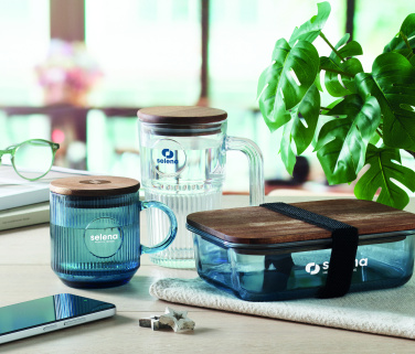 Logotrade Firmengeschenke das Foto: Gerippter Glasbecher 300ml
