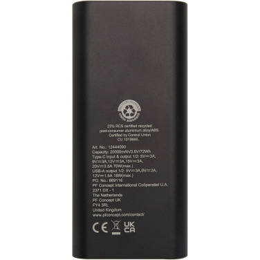 Logotrade Werbeartikel das Foto: Acamar 70 W 20.000 mAh Laptop Powerbank aus recyceltem Aluminium