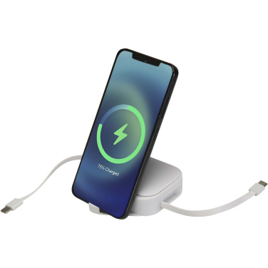 Logotrade Firmengeschenke das Foto: Gloas Aufrollbares 5 in 1 Kabel aus Recyclingmaterial mit Datensynchronisierung und 100 W Schnellladefunktion sowie Smartphone Toolkit