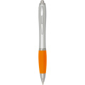 Nash RCS Kugelschreiber aus recyceltem Kunststoff mit silbernem Schaft und farbigem Griff (schwarze Tinte), Orange