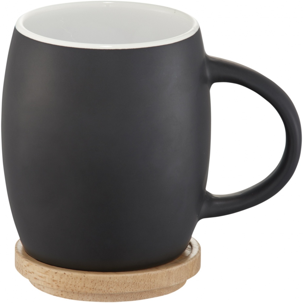 Logotrade advertising product image of: Hearth 400 ml ceramic mug with wooden coaster