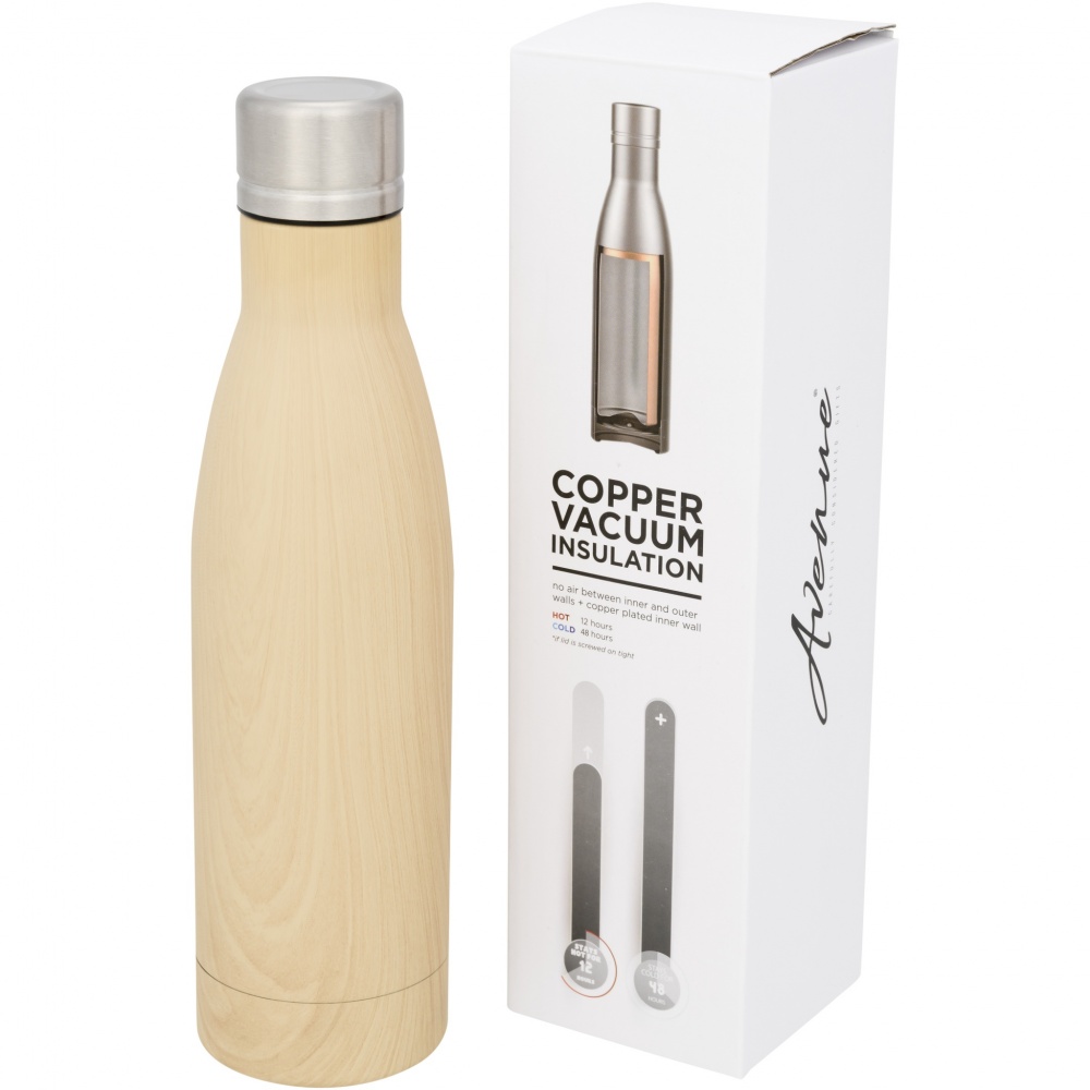 Logotrade business gifts photo of: Vasa 500 ml wood-look copper vacuum insulated bottle
