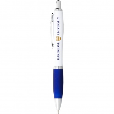 Logo trade business gifts image of: Nash ballpoint pen with white barrel and coloured grip