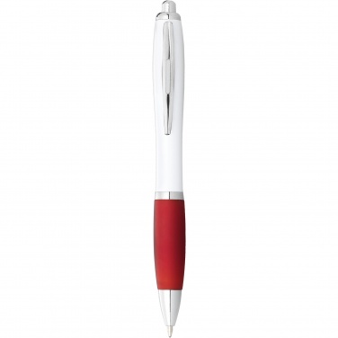 Logo trade business gift photo of: Nash ballpoint pen with white barrel and coloured grip