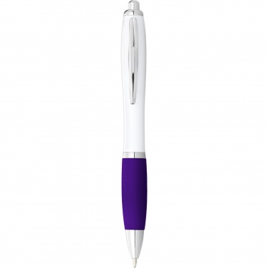 Logotrade promotional giveaways photo of: Nash ballpoint pen with white barrel and coloured grip