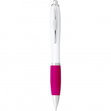 Logotrade promotional merchandise picture of: Nash ballpoint pen with white barrel and coloured grip