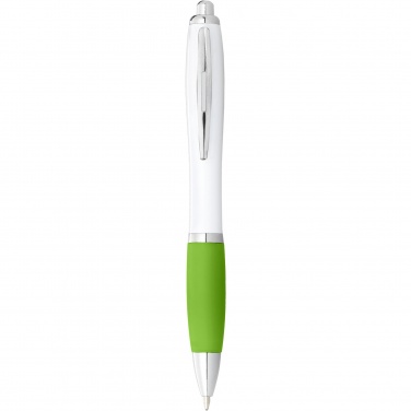 Logotrade promotional giveaway image of: Nash ballpoint pen with white barrel and coloured grip
