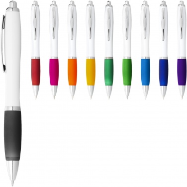 Logo trade promotional item photo of: Nash ballpoint pen white barrel and coloured grip