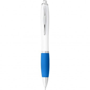Logotrade promotional products photo of: Nash ballpoint pen white barrel and coloured grip