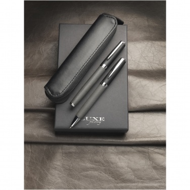Logotrade promotional merchandise image of: Carbon duo pen gift set with pouch