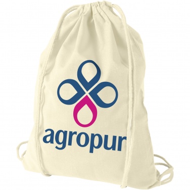 Logo trade promotional merchandise image of: Oregon 100 g/m² cotton drawstring bag 5L