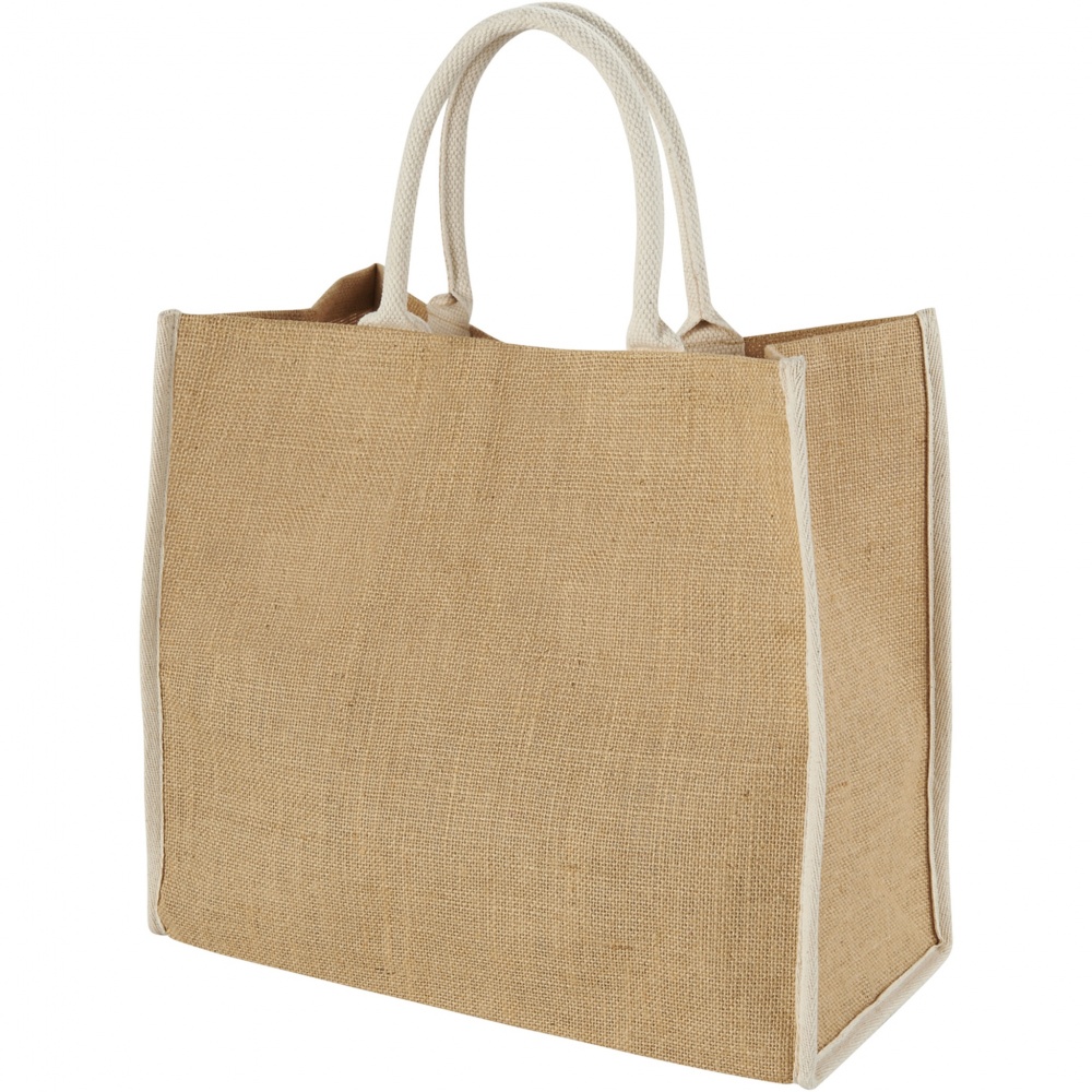 Logo trade promotional giveaway photo of: Harry coloured edge jute tote bag 25L
