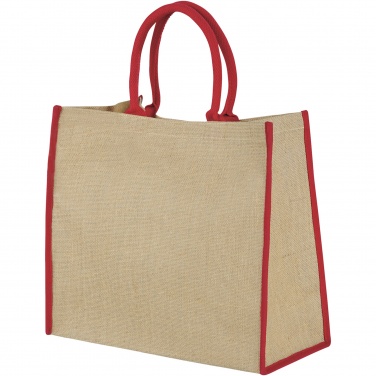 Logo trade promotional items image of: Harry coloured edge jute tote bag 25L