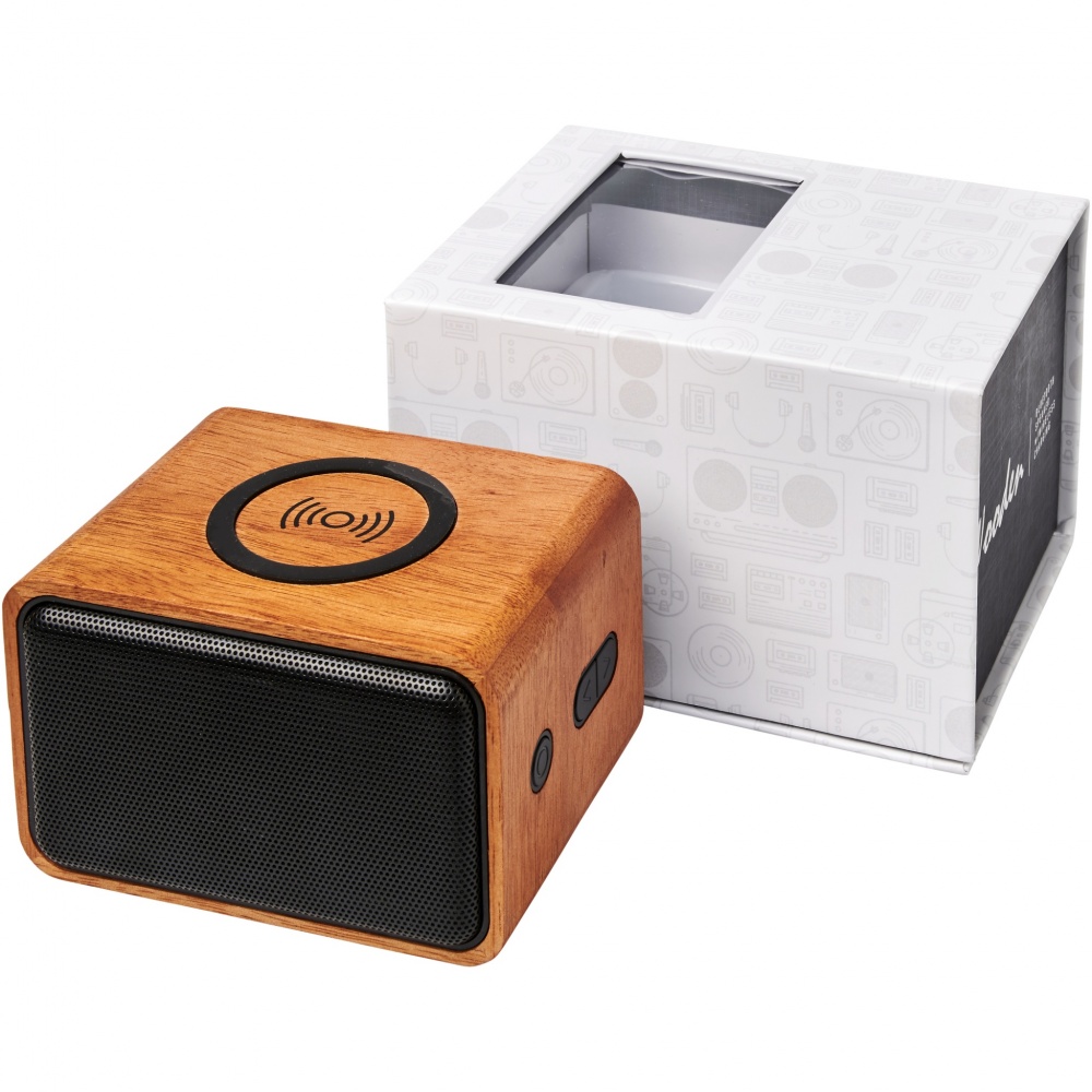 Logo trade promotional products picture of: Wooden 3W speaker with wireless charging pad