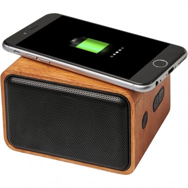 Logotrade promotional item picture of: Wooden 3W speaker with wireless charging pad