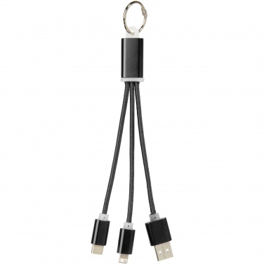 Logo trade corporate gift photo of: Metal 3-in-1 charging cable with keychain