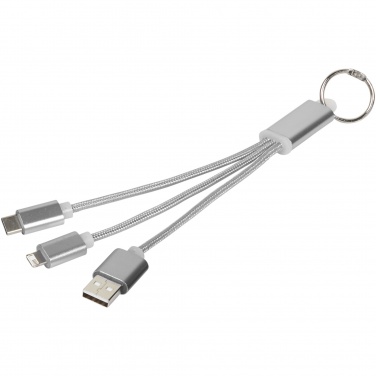 Logotrade promotional merchandise image of: Metal 3-in-1 charging cable with keychain