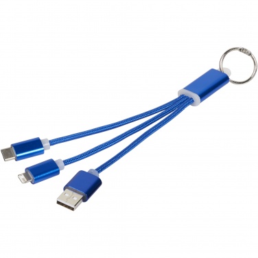 Logo trade corporate gift photo of: Metal 3-in-1 charging cable with keychain