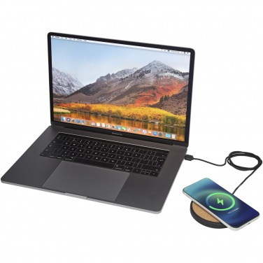 Logo trade promotional merchandise photo of: Kivi 10W limestone/cork wireless charging pad