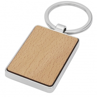 Logo trade business gift photo of: Mauro beech wood rectangular keychain