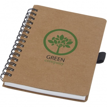 Logo trade promotional merchandise picture of: Cobble A6 wire-o recycled cardboard notebook with stone paper