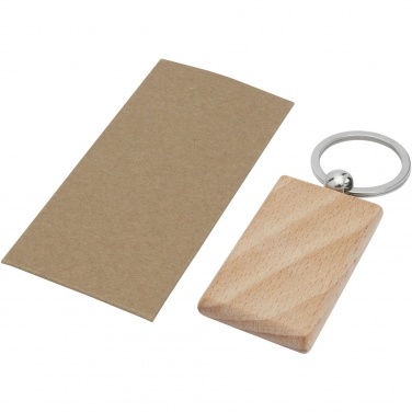 Logo trade business gifts image of: Gian beech wood rectangular keychain