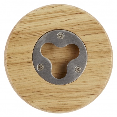 Logo trade promotional items image of: Scoll wooden coaster with bottle opener