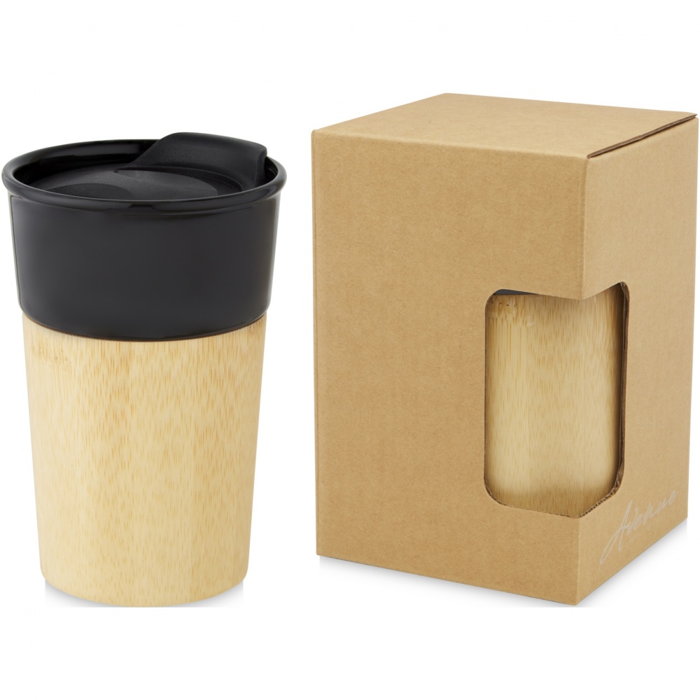 Logo trade advertising products picture of: Pereira 320 ml porcelain mug with bamboo outer wall