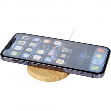 Logotrade promotional merchandise image of: Atra 10W bamboo magnetic wireless charging pad