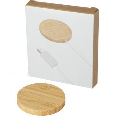 Logotrade promotional giveaway image of: Atra 10W bamboo magnetic wireless charging pad