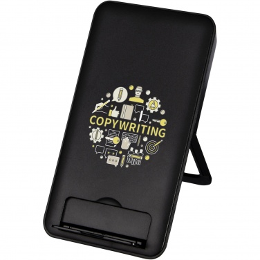 Logo trade promotional items picture of: Loop 10W recycled plastic wireless charging pad with phone stand