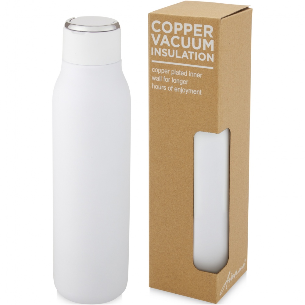 Logo trade promotional merchandise picture of: Marka 600 ml copper vacuum insulated bottle with metal loop