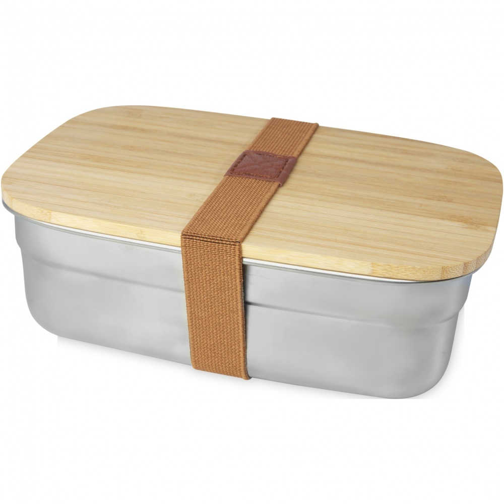 Logo trade promotional giveaways image of: Tite stainless steel lunch box with bamboo lid