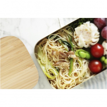 Logo trade promotional item photo of: Tite stainless steel lunch box with bamboo lid