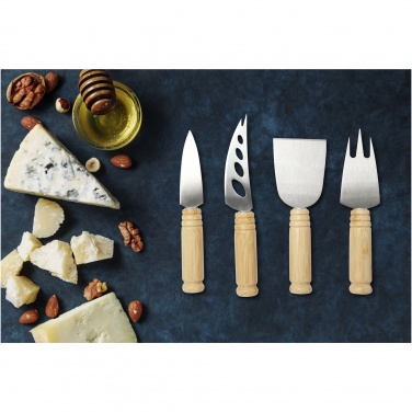 Logo trade promotional gift photo of: Cheds 4-piece bamboo cheese set