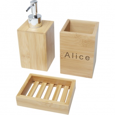 Logo trade corporate gift photo of: Hedon 3-piece bamboo bathroom set