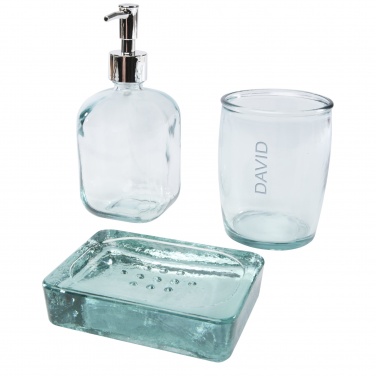 Logo trade advertising product photo of: Jabony 3-piece recycled glass bathroom set