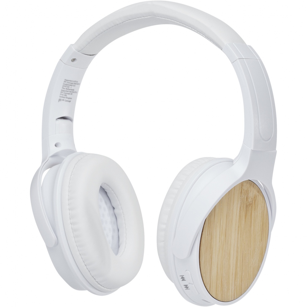 Logo trade promotional giveaway photo of: Athos bamboo Bluetooth® headphones with microphone