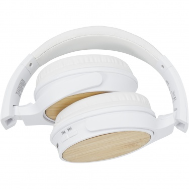 Logo trade promotional products image of: Athos bamboo Bluetooth® headphones with microphone