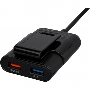 Logo trade advertising products image of: Pilot dual car charger with QC 3.0 dual back seat extended charger