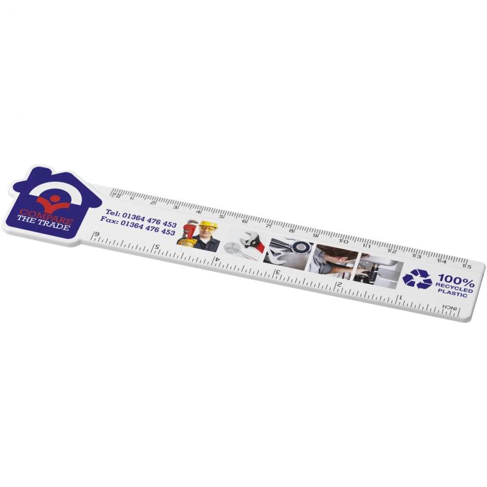 Logotrade promotional item image of: Tait 15 cm house-shaped recycled plastic ruler